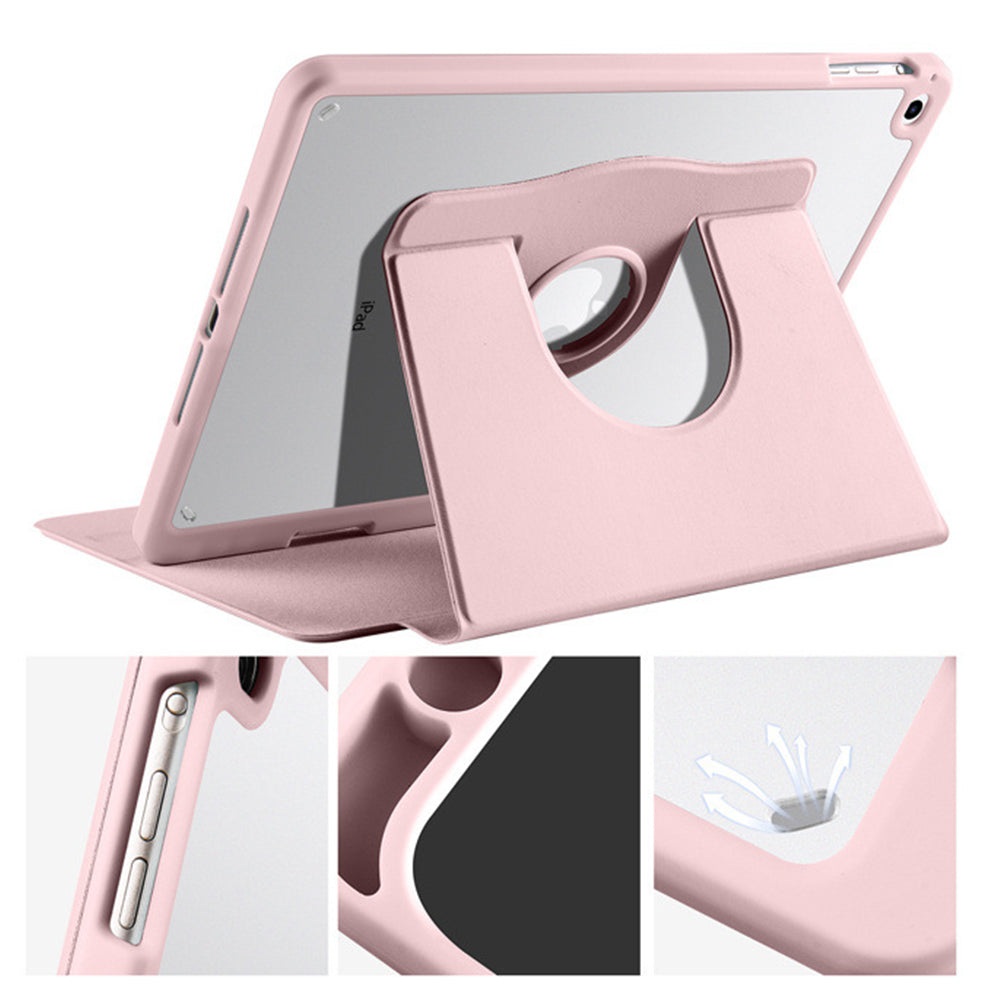 For iPad Rotating Case Smart 360 Degree Rotation Protective Stand Cover Pink