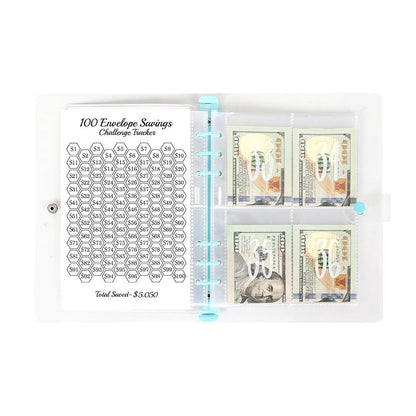 100 Envelopes Money Saving Challenge Binder Budget Planner Book Blue
