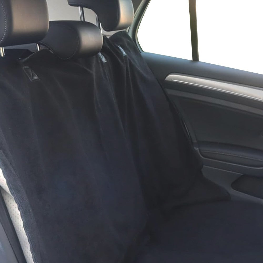 3-Piece Car Front and Rear Seat Cover Set Auto Backseat Protector - Black