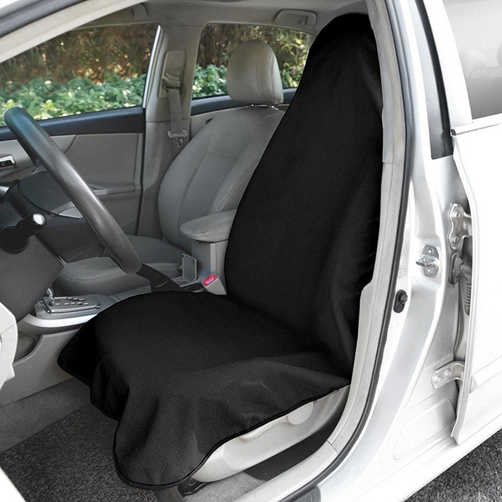 3-Piece Car Front and Rear Seat Cover Set Auto Backseat Protector - Black