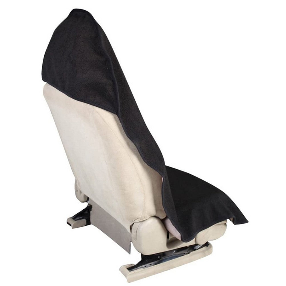 3-Piece Car Front and Rear Seat Cover Set Auto Backseat Protector - Black