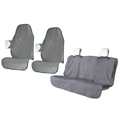 3-Piece Car Front and Rear Seat Cover Set Auto Backseat Protector - Grey