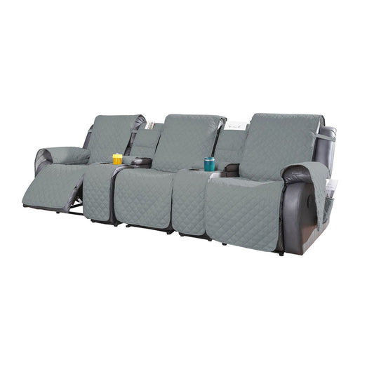 3-Seater Water Resistant Non-Slip Split Recliner Couch Cover with Console Sofa Chair Protector Slipcovers Gray