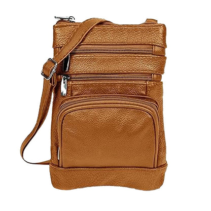 Women Genuine Leather Crossbody Bag Sling Purse Shoulder Bag Champagne