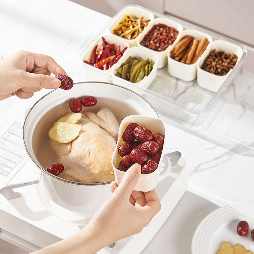 2Pcs 4 and 8-Compartment Divided Serving Tray Snack Platter Spice Box with Lid