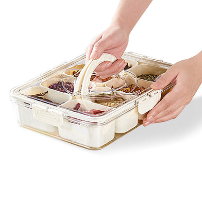2Pcs 4 and 8-Compartment Divided Serving Tray Snack Platter Spice Box with Lid