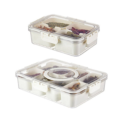2Pcs 4 and 8-Compartment Divided Serving Tray Snack Platter Spice Box with Lid