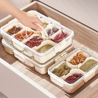 2Pcs 4 and 8-Compartment Divided Serving Tray Snack Platter Spice Box with Lid