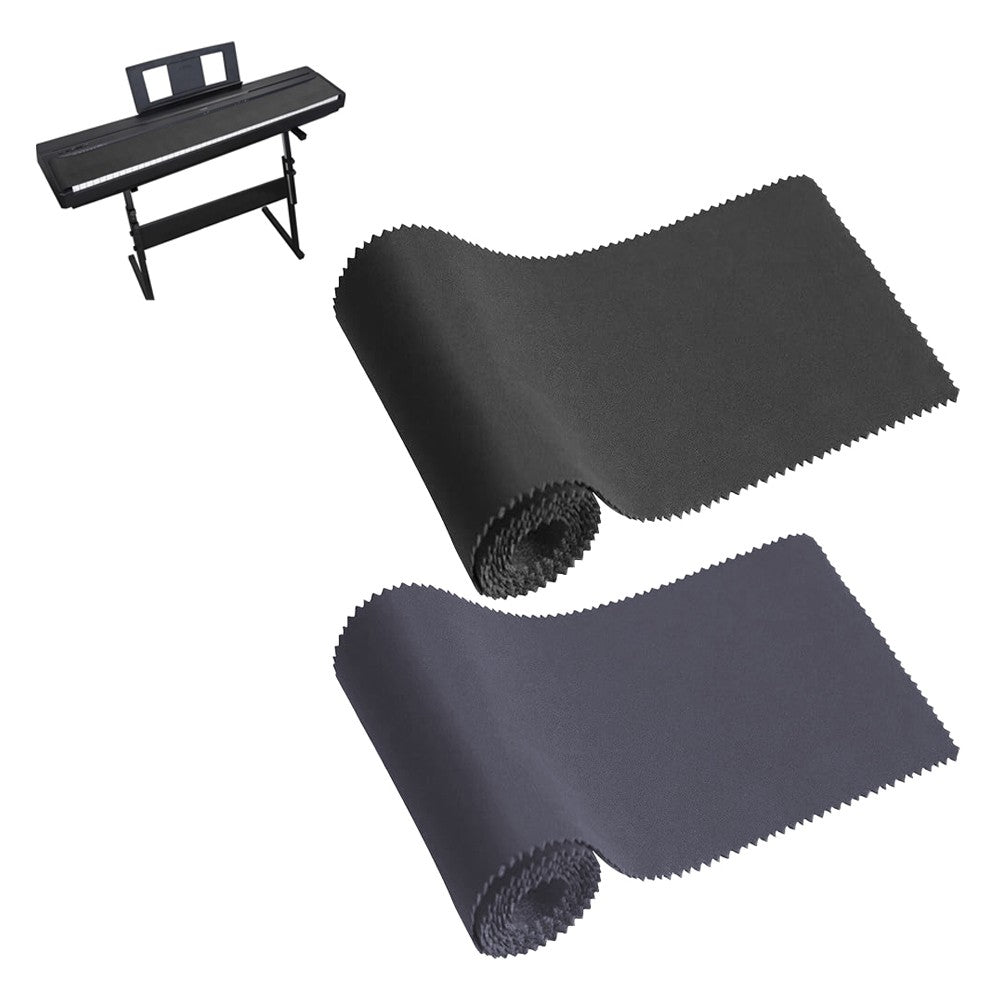 2Pcs 126x18cm Piano Keyboard Cover Dustproof Cover Cloth - Black+Grey