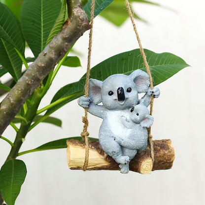 2Pcs Resin Koala Garden Hanging Figurine Statue for Outdoor Garden Decor