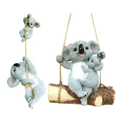 2Pcs Resin Koala Garden Hanging Figurine Statue for Outdoor Garden Decor