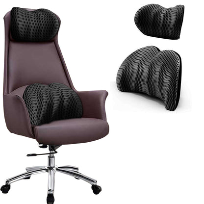 2Pcs Set Lumbar Neck Support Pillow Memory Foam Cushion for Car Office Chair Seat Black