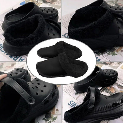 Fleece Fluffy Fuzzy Lining Warm Insoles for Crocs Black EU42-43