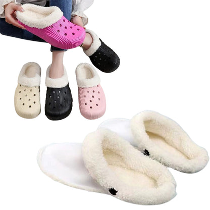 Fleece Fluffy Fuzzy Lining Warm Insoles for Crocs White EU42-43