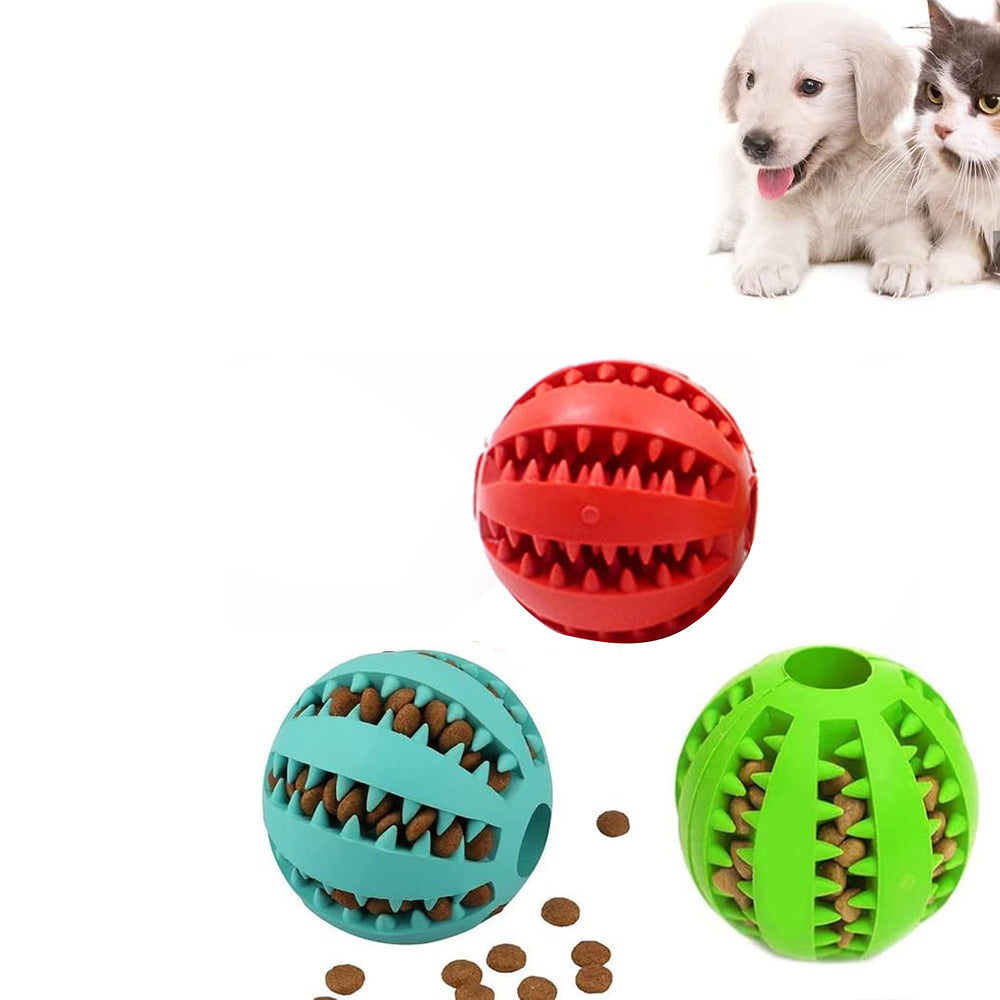Pet Dog Chew Ball Toy Rubber Teeth Cleaning Bite Ball Puppy Treat Ball