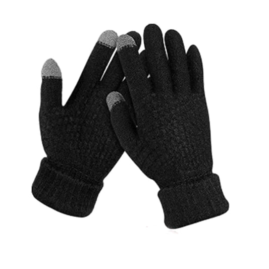 Pair of Winter Thermal Warm Gloves Touchscreen Sports Knit Gloves Black