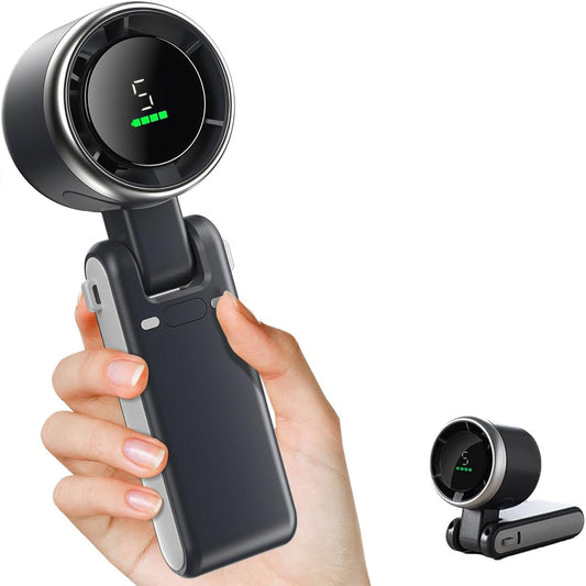 3-in-1 Rechargeable Mini Turbo Fan Portable 5-Gear Wind Handheld Cooling Fan for Outdoor Activities Travel Working Black