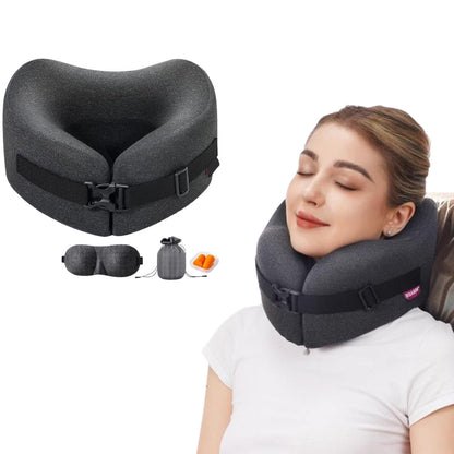 Travel Airplane Pillow Set Memory Foam Neck Pillow Eye Mask Earmuffs Travel Essentials Accessories