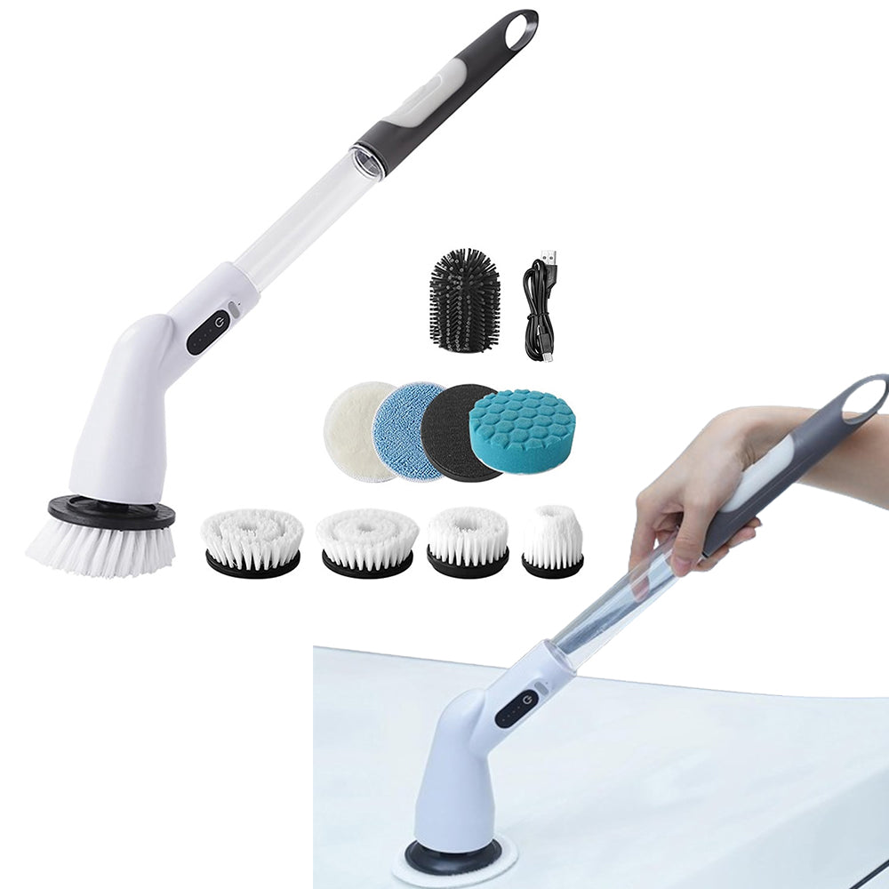 Electric Spin Scrubber with 9 Replaceable Brush Heads 2-Speed Cordless Cleaning Brush