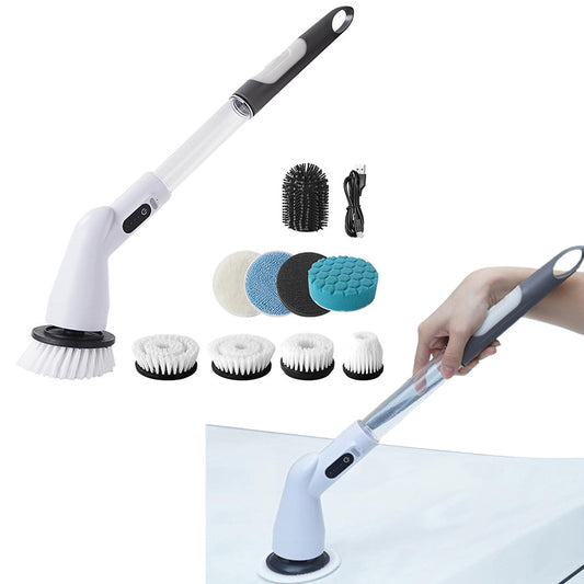 Electric Spin Scrubber with 9 Replaceable Brush Heads 2-Speed Cordless Cleaning Brush