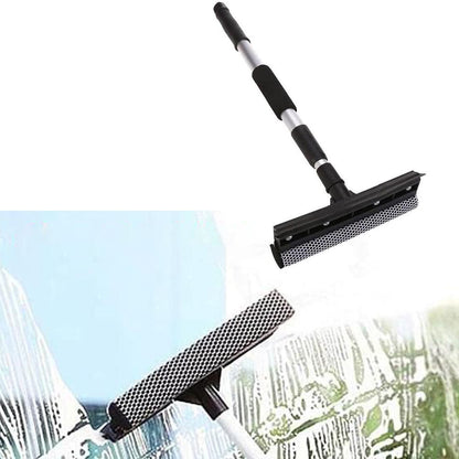 Telescopic Rubber Squeegee Double-Sided Scrubber Sponge Glass Window Car Windscreen Cleaner