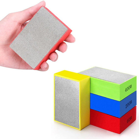 4 Pack Diamond Hand Polishing Blocks Sanding Sponge Pads for Ceramic Tile Glass Grinding Style 1