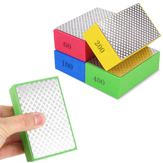 4 Pack Diamond Hand Polishing Blocks Sanding Sponge Pads for Ceramic Tile Glass Grinding Style 2