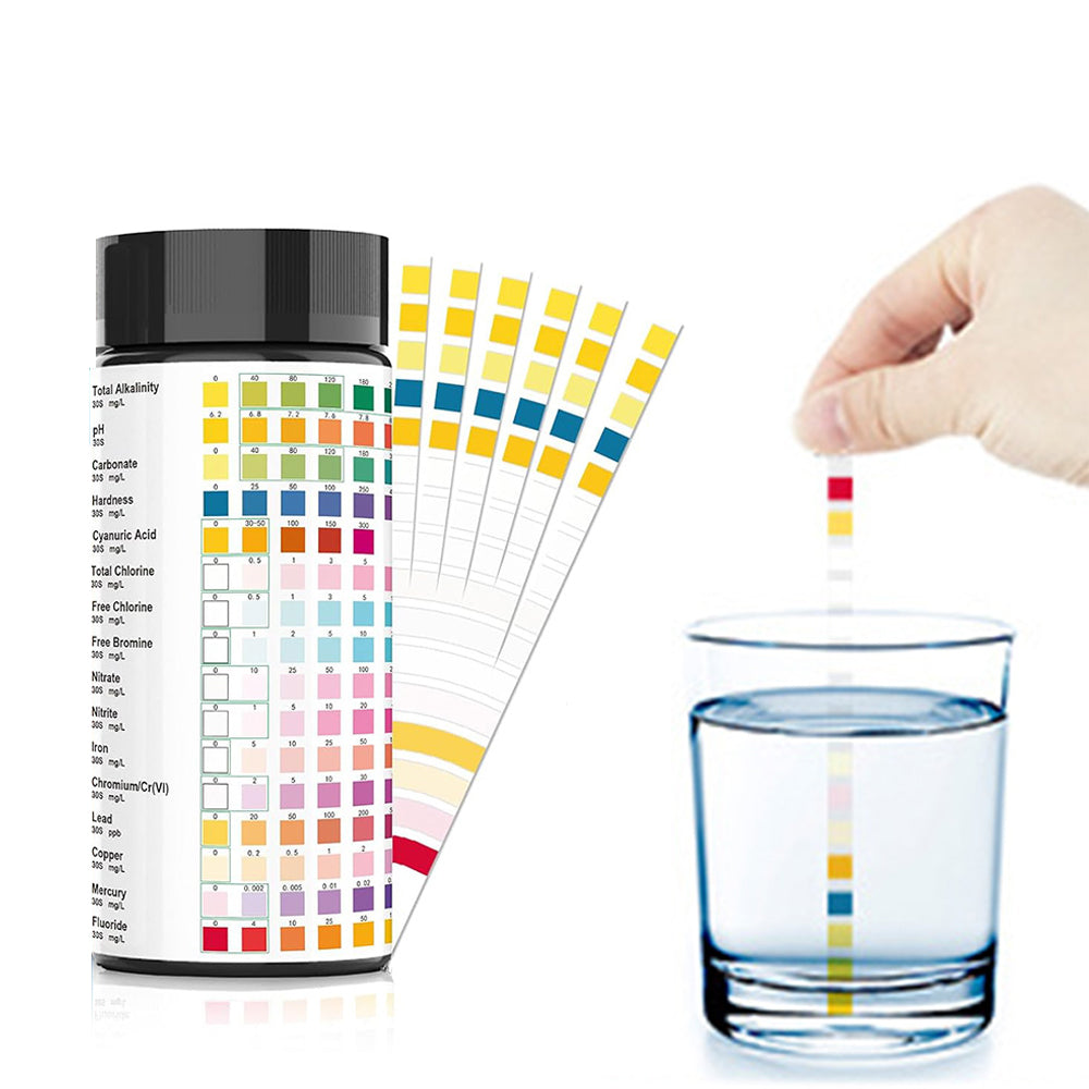 100Pcs 16-in-1 Water Quality Test Strips Water Test Kit for Pool Pond Aquarium Spa Drinking Water