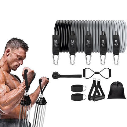 11Pcs Set Versatile Resistance Bands Exercise Fitness Strap for Home Office Traveling Full-Body Workout