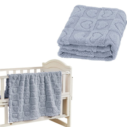 Cozy Fleece Blanket Heart Checkered Blanket for Sleeping Napping Blue