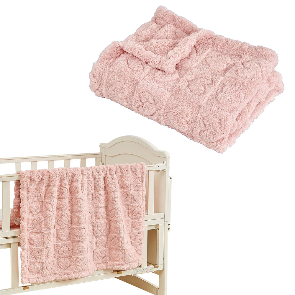 Cozy Fleece Blanket Heart Checkered Blanket for Sleeping Napping Pink