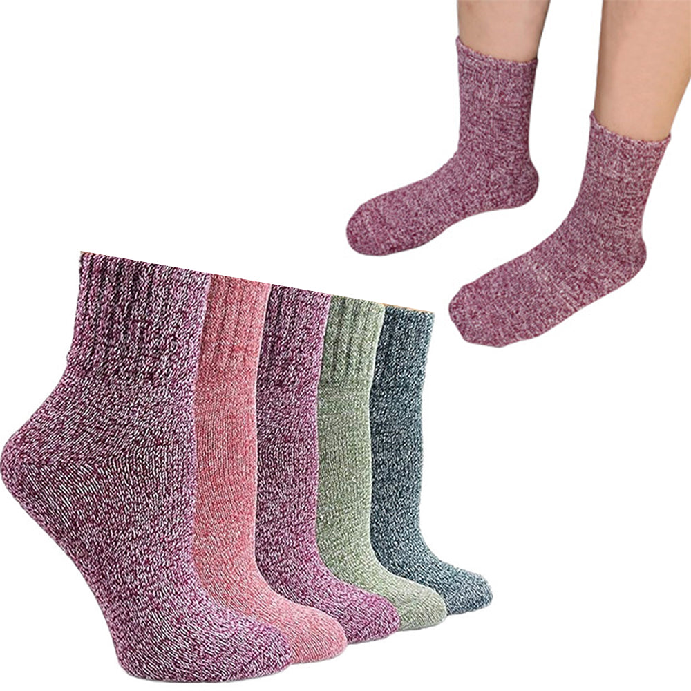 5 Pairs of Vintage Winter Socks Soft Warm Thick Crew Socks for Men Women Style 1