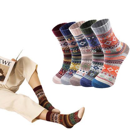 5 Pairs of Vintage Winter Socks Soft Warm Thick Crew Socks for Men Women Style 3