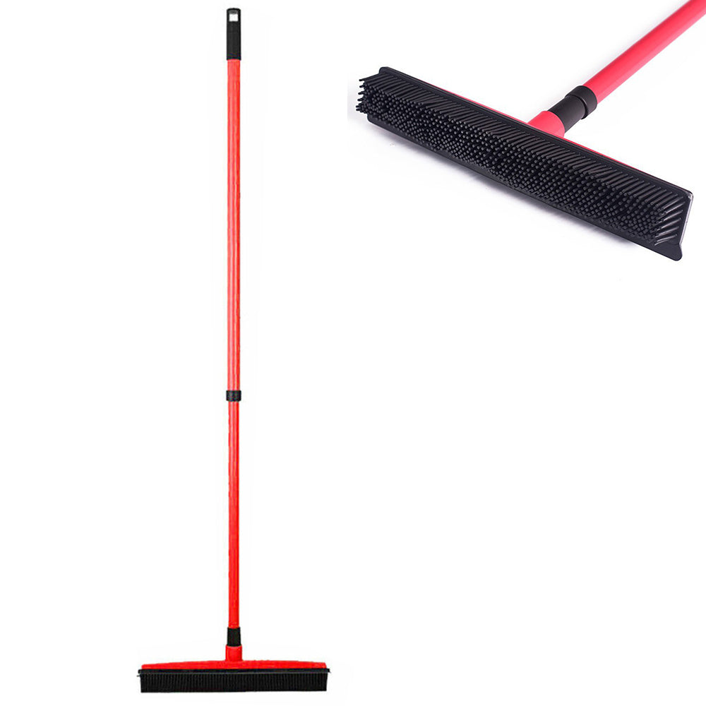 Rubber Broom for Pet Hair Car Windows Cleaning Long Handle Squeegee Red