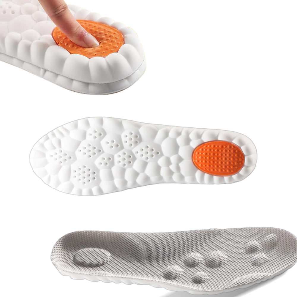 Pair of 4D Cloud-Soft Comfort Soles Cushioning Arch Support Insoles Grey