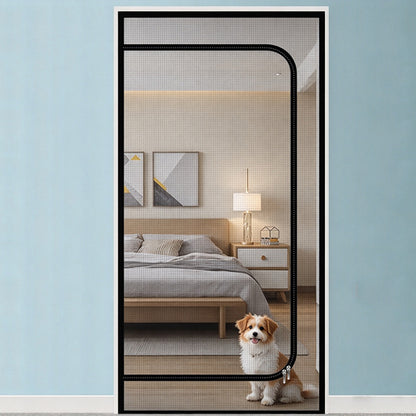 Screen Door with Zipper Hook and Loop Pet Mesh Door Barrier 85x210cm D Opening