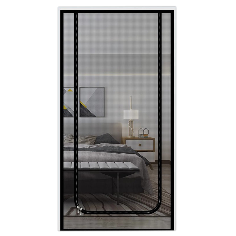 Screen Door with Zipper Hook and Loop Pet Mesh Door Barrier 80x200cm U Opening