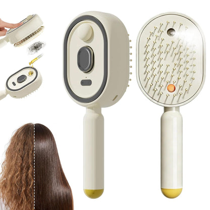 Mist Spray Cushion Comb Electric Steam Hair Brush - Beige