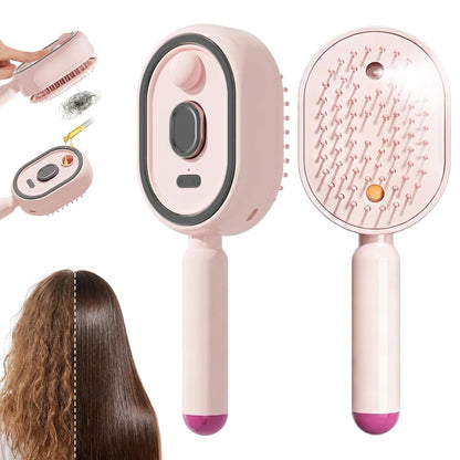 Mist Spray Cushion Comb Electric Steam Hair Brush - Pink