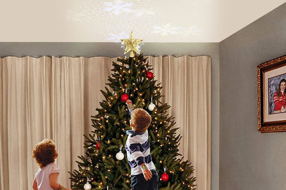 Christmas Tree Topper Star Lighted LED Christmas Treetop Projector Lights for Home Holiday Party Decor