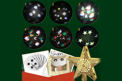 Christmas Tree Topper Star Lighted LED Christmas Treetop Projector Lights for Home Holiday Party Decor