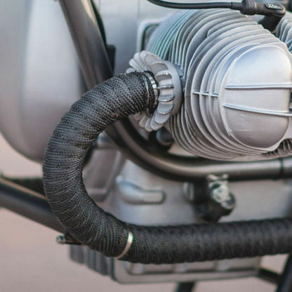 10M Pipe Heat Insulation Wrap Tape for Motorcycle Fiberglass Heat Shield Tape with Stainless Ties Black
