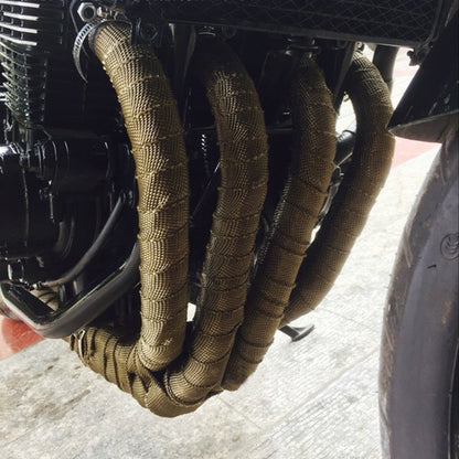 10M Pipe Heat Insulation Wrap Tape for Motorcycle Fiberglass Heat Shield Tape with Stainless Ties Gold