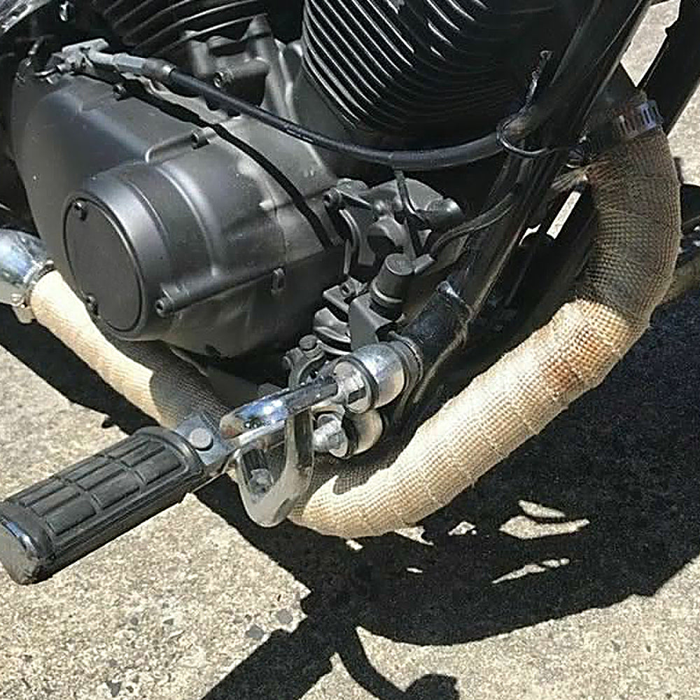 10M Pipe Heat Insulation Wrap Tape for Motorcycle Fiberglass Heat Shield Tape with Stainless Ties Gold