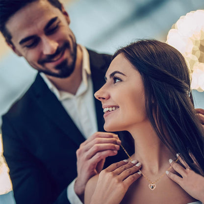 Valentines Preserved Rose with I Love You Necklace for Her Mothers Day Anniversary Birthday Gift Gold