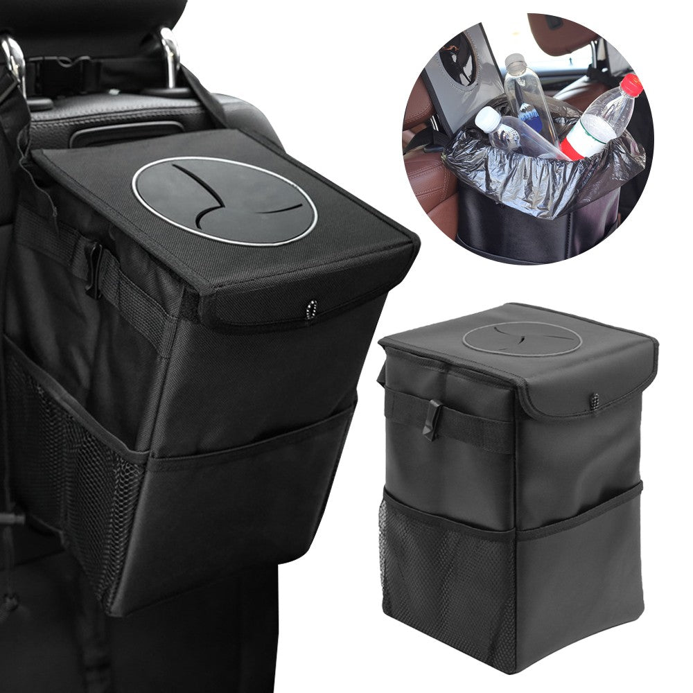 Car Trash Can with Lid Leak-Proof Garbage Storage Bag Organizer