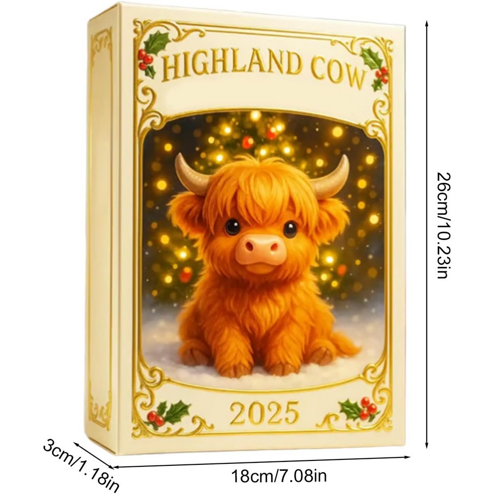 Highland Cow Christmas Advent Calendar with 24 Daily Surprise Countdown Calendar