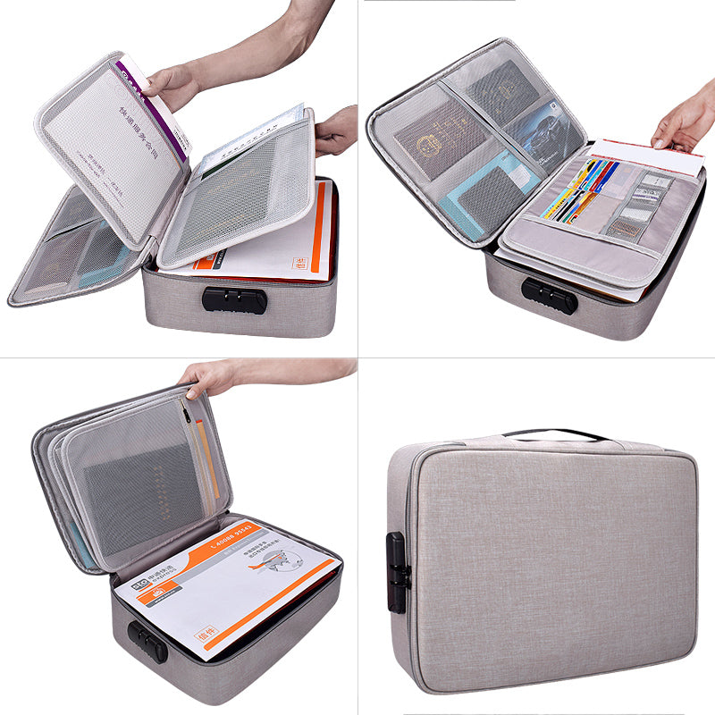 Partitions File Sorting Portfolio Documents Organizer Muilti Layers Document Holder Home Safe Files Tickets USB Storage Briefcase Bag with Password Lock
