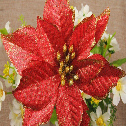 60 Pieces Christmas Glitter Artificial Flowers Ornaments