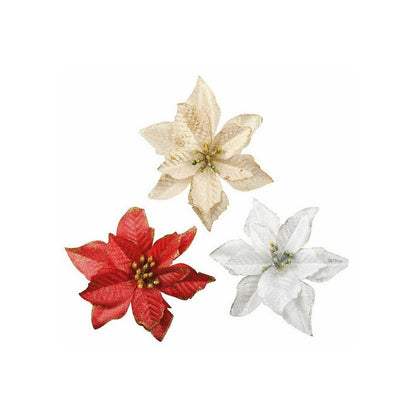60 Pieces Christmas Glitter Artificial Flowers Ornaments